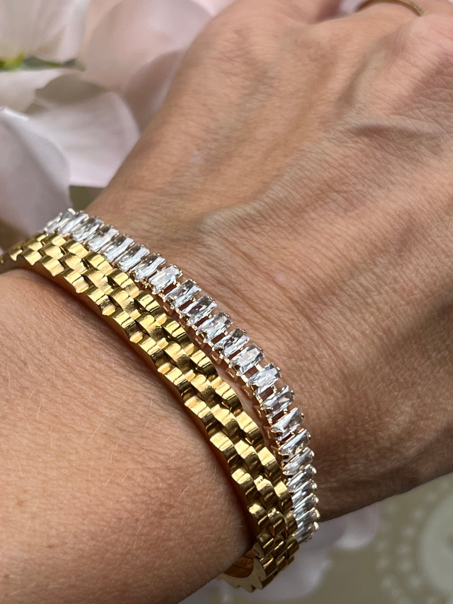 Tennisarmbånd Thelma med zirkoner - guldbelagt