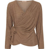 Slå-om bluse med glimmer - Gold