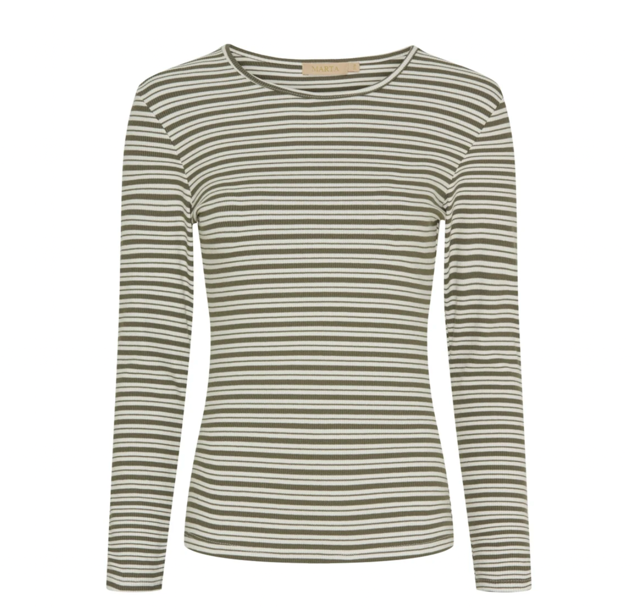 Bluse Christel strib - Kaki / Cream