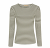 Bluse Christel strib - Kaki / Cream