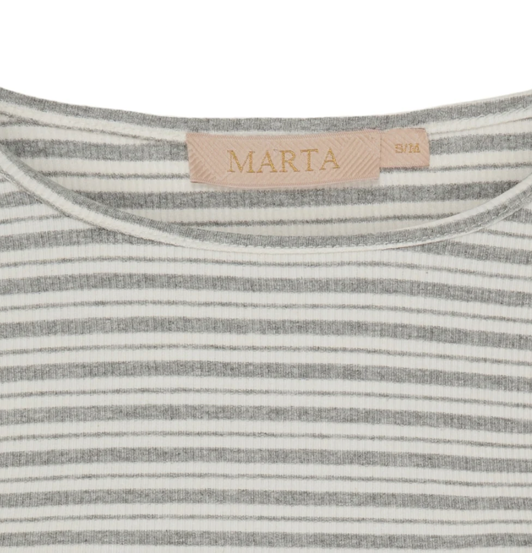 Bluse Christel strib - Grå meleret
