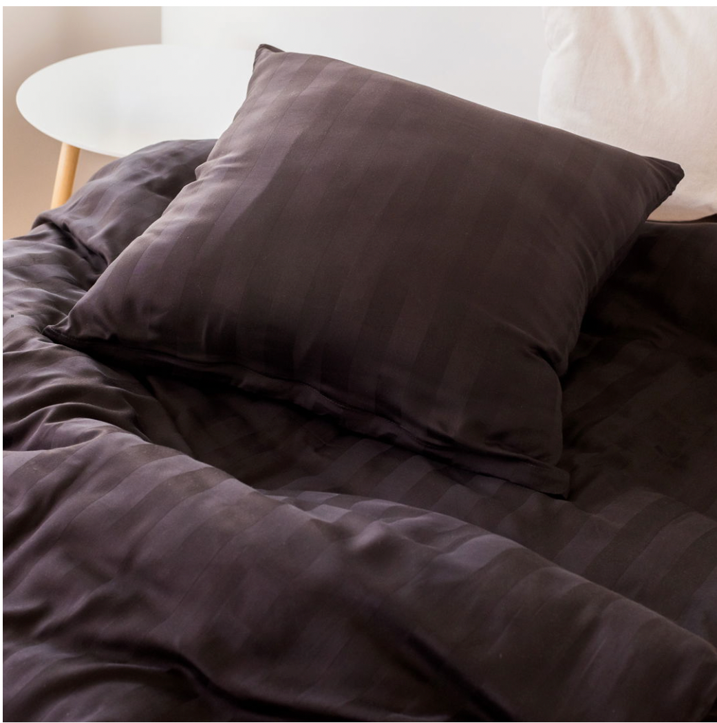 Bambus satin sengesæt, brun, 140x200 - 63x60