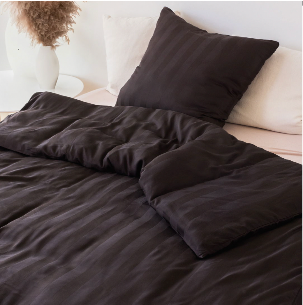 Bambus satin sengesæt, brun, 140x200 - 63x60