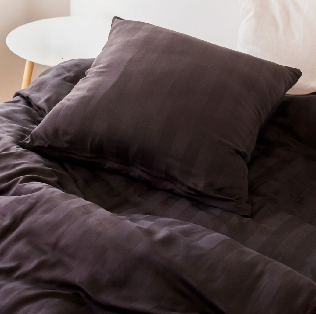 Bambus satin sengesæt, brun, 140x220 - 63x60