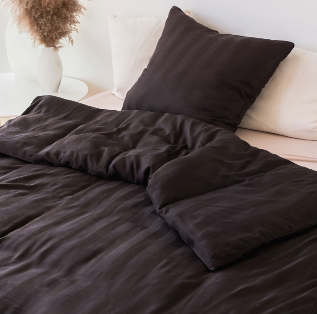 Bambus satin sengesæt, brun, 140x220 - 63x60