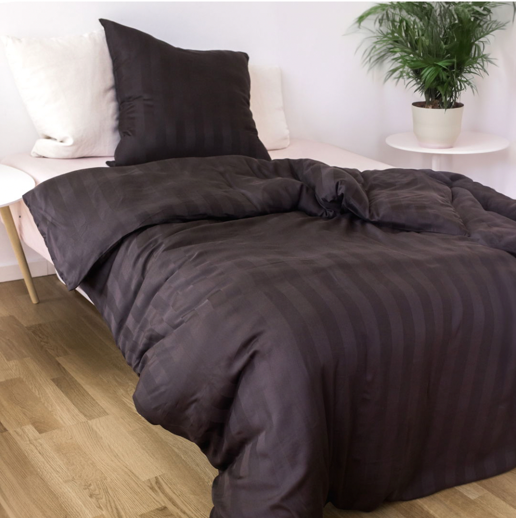 Bambus satin sengesæt, brun, 140x220 - 63x60