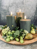 LED Bloklys / Mørkegrøn – 3 stk bloklys