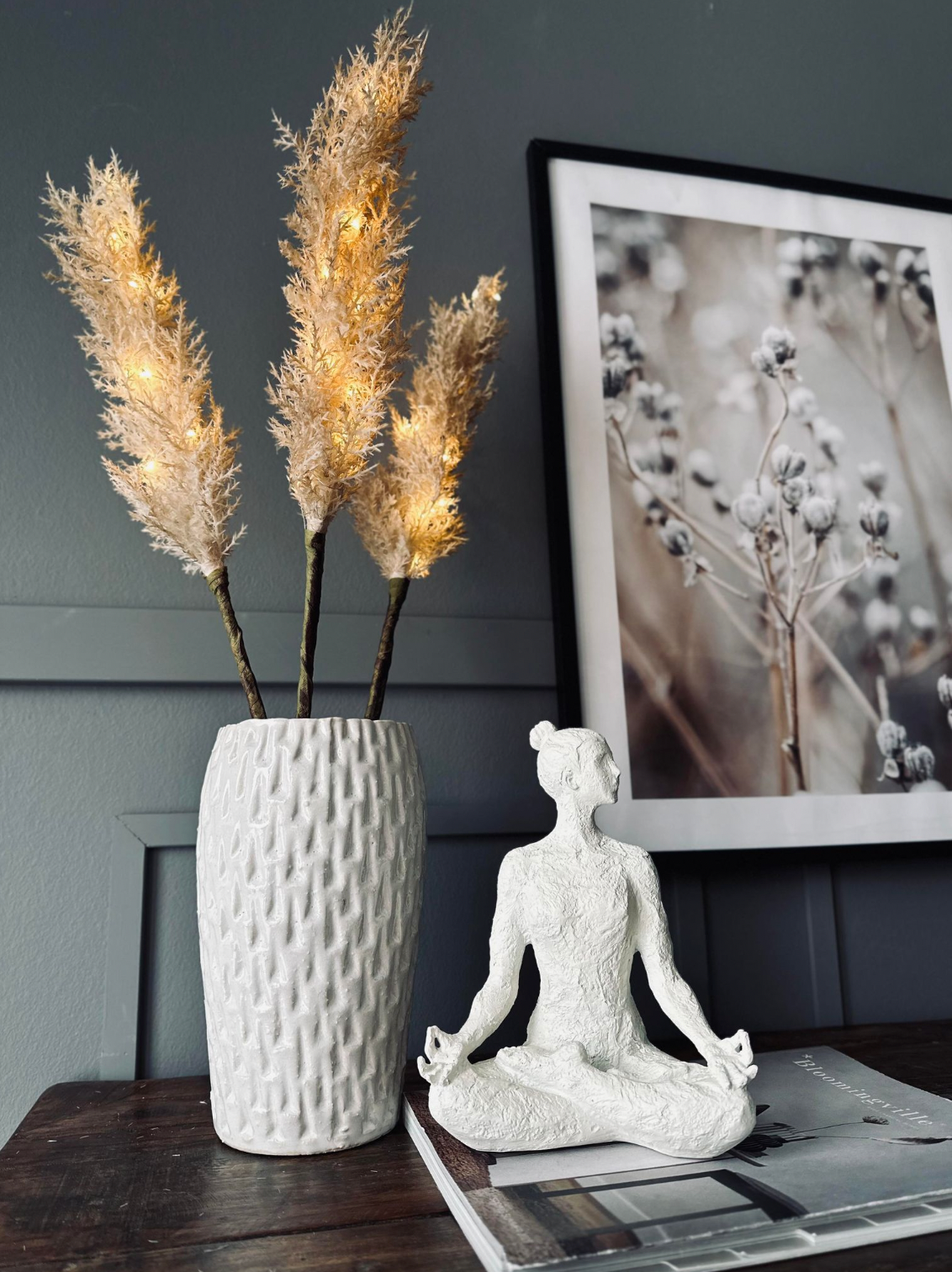 Pampas med LED lys - 118cm