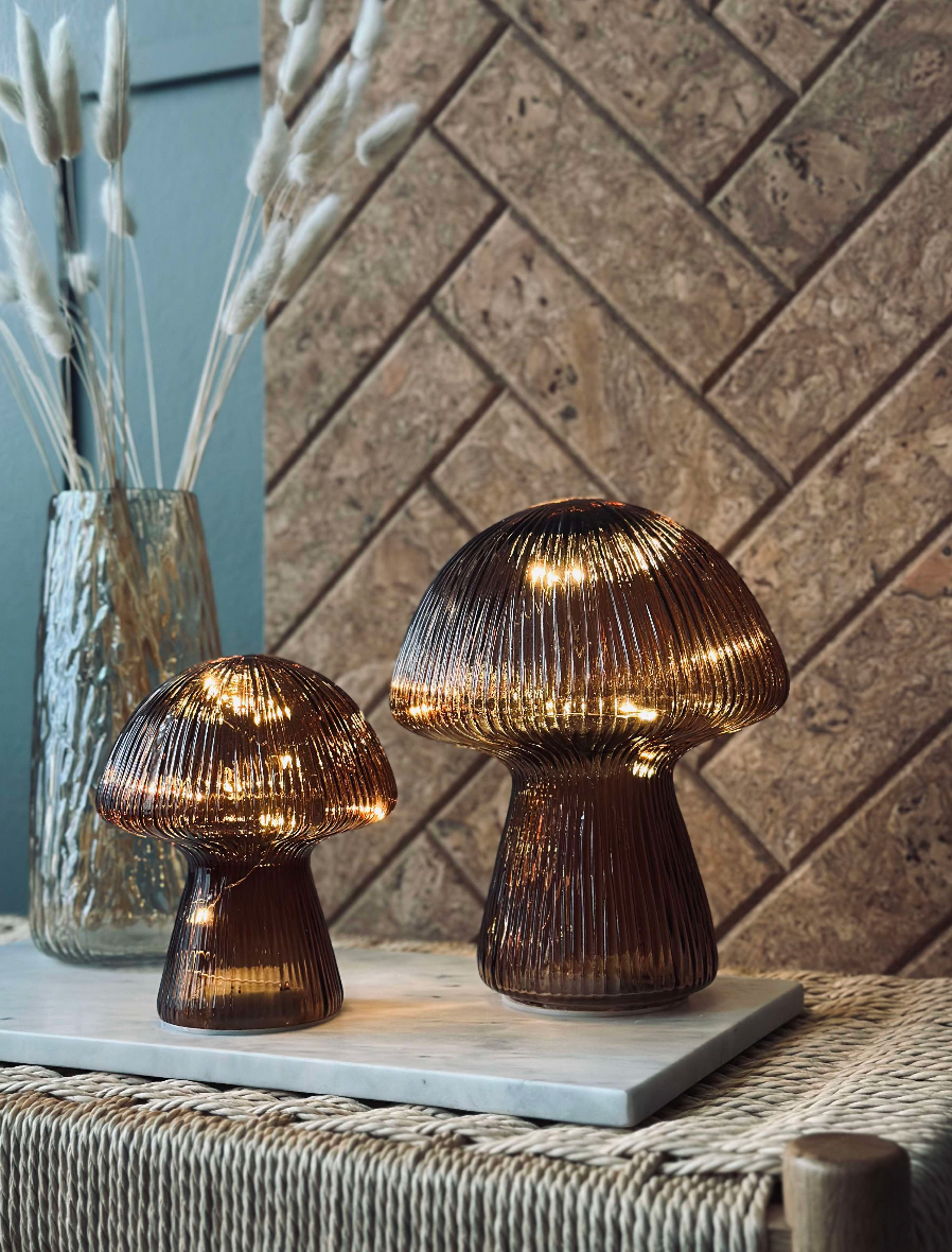 Mushroom med riller 20cm - Brun