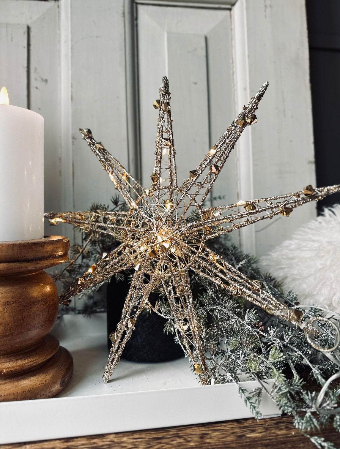 Stjerne med led lys - 30cm