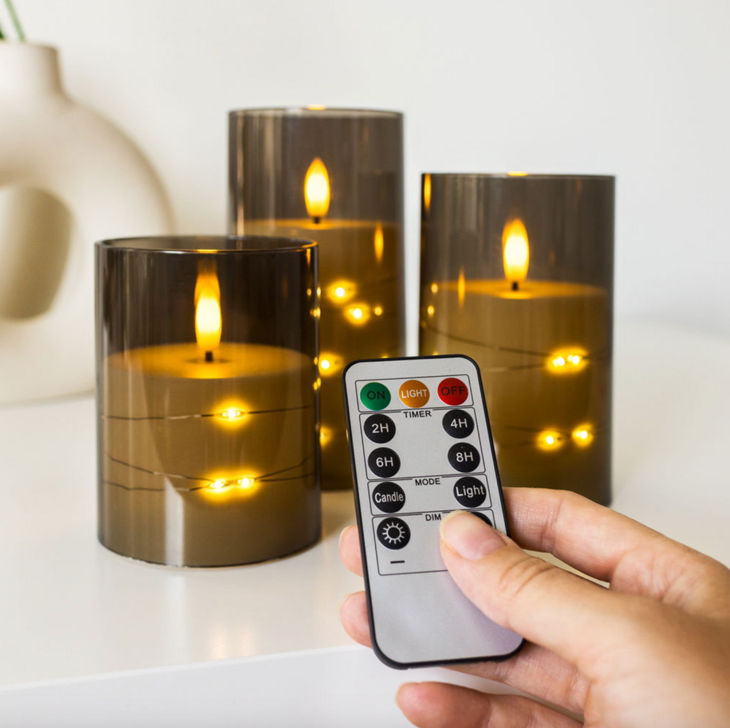 LED Lys ALMA 3 stk m. fjernbetjening