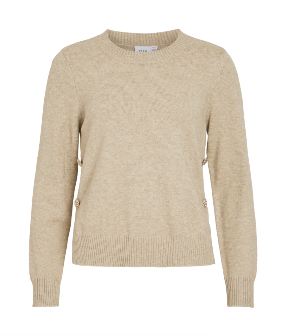 Bluse med smukke knapper - Beige