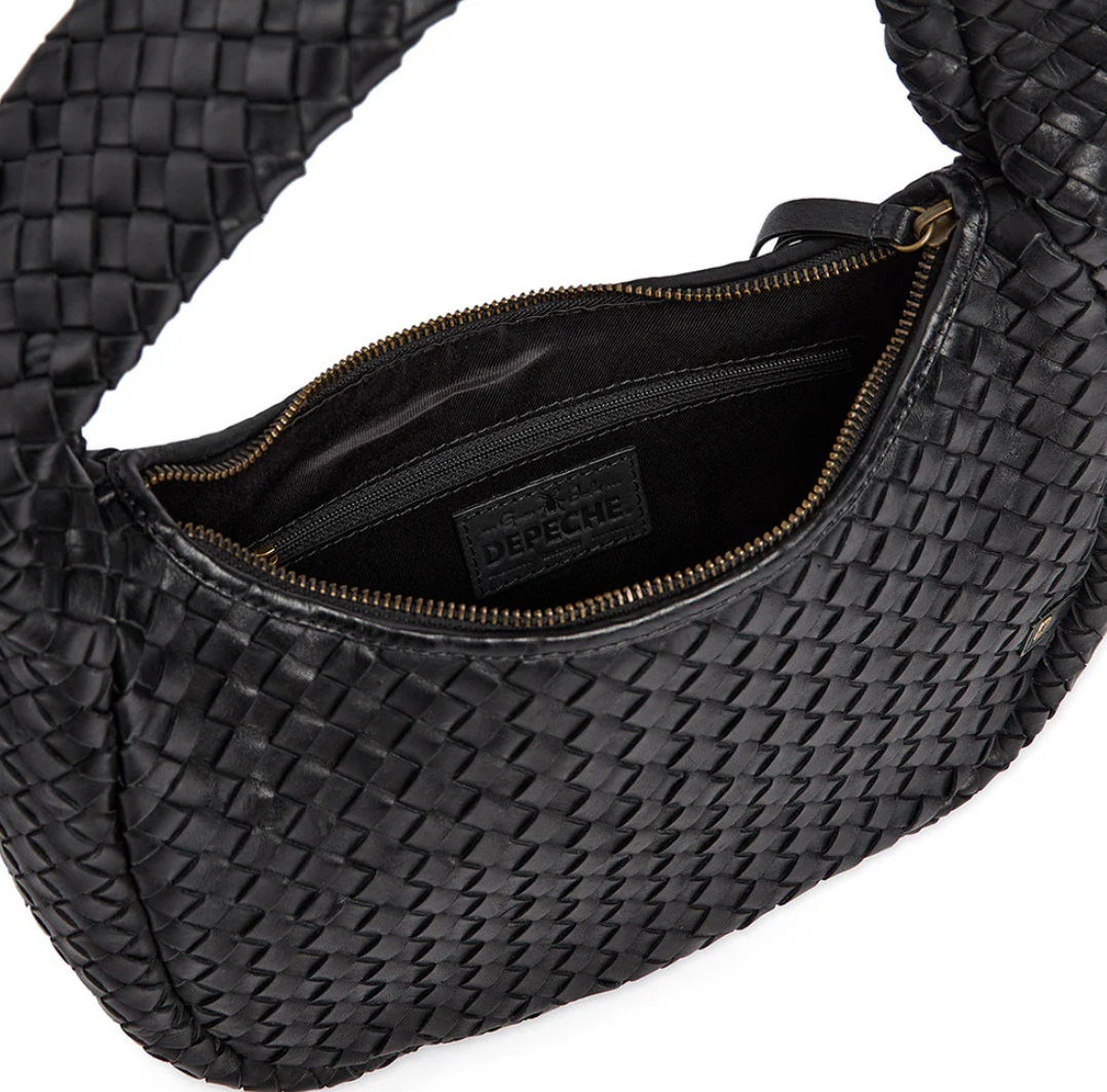 Elegant håndflettet skuldertaske - Black
