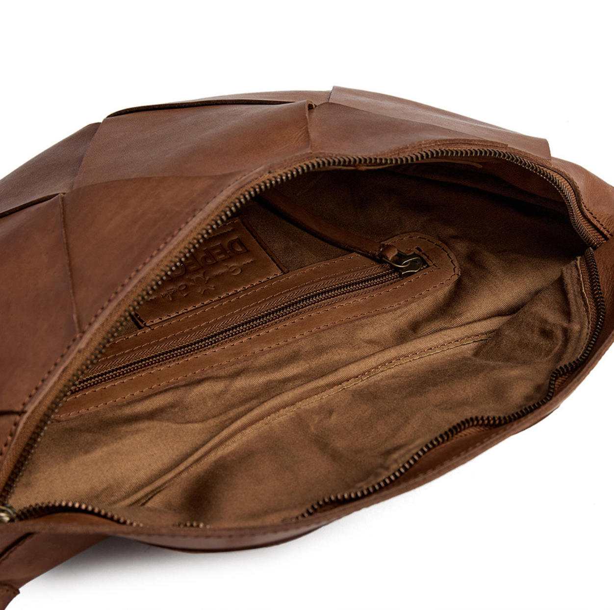 Eksklusiv håndflettet bumbag - Cognac