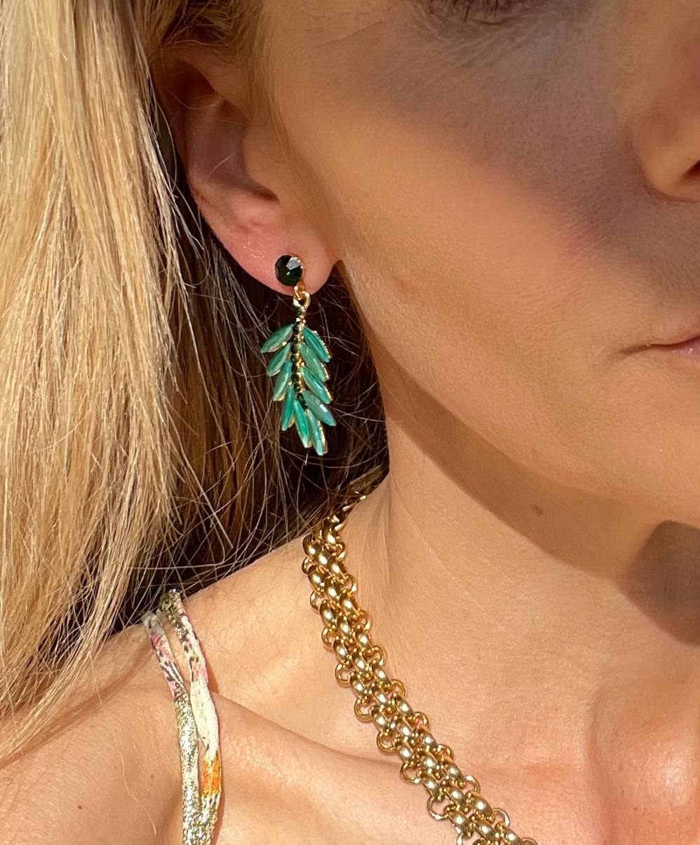 Øreringe Feather - Emerald