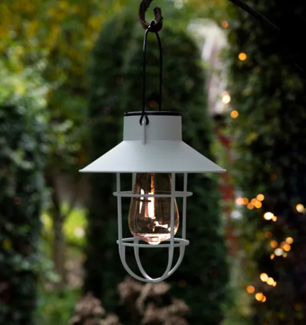 Solar lampe med ophæng - Hvid