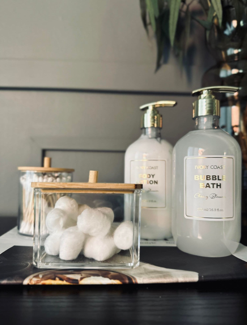 Makeup organizer - Akryl med bambuslåg