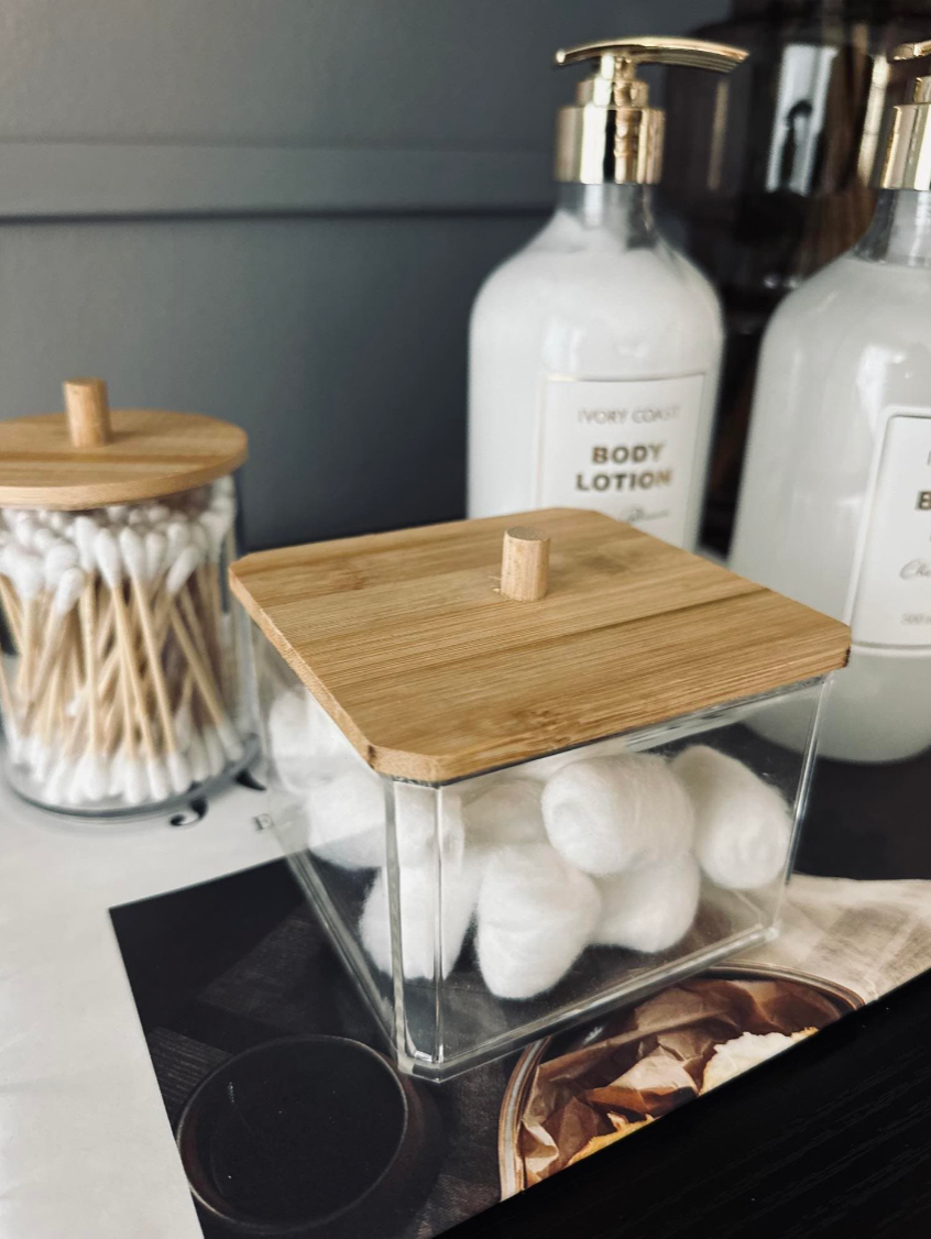 Makeup organizer - Akryl med bambuslåg