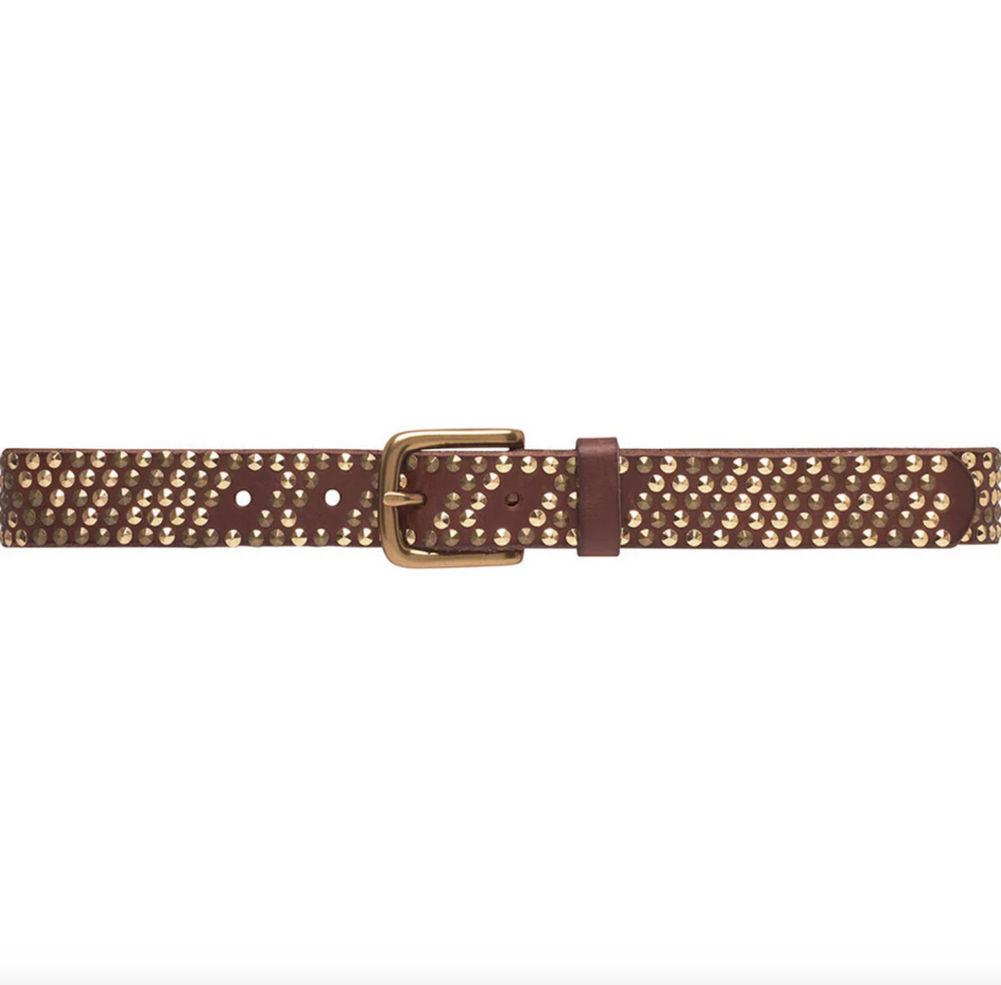 Jeans bælte med nitter - Brown/ gold