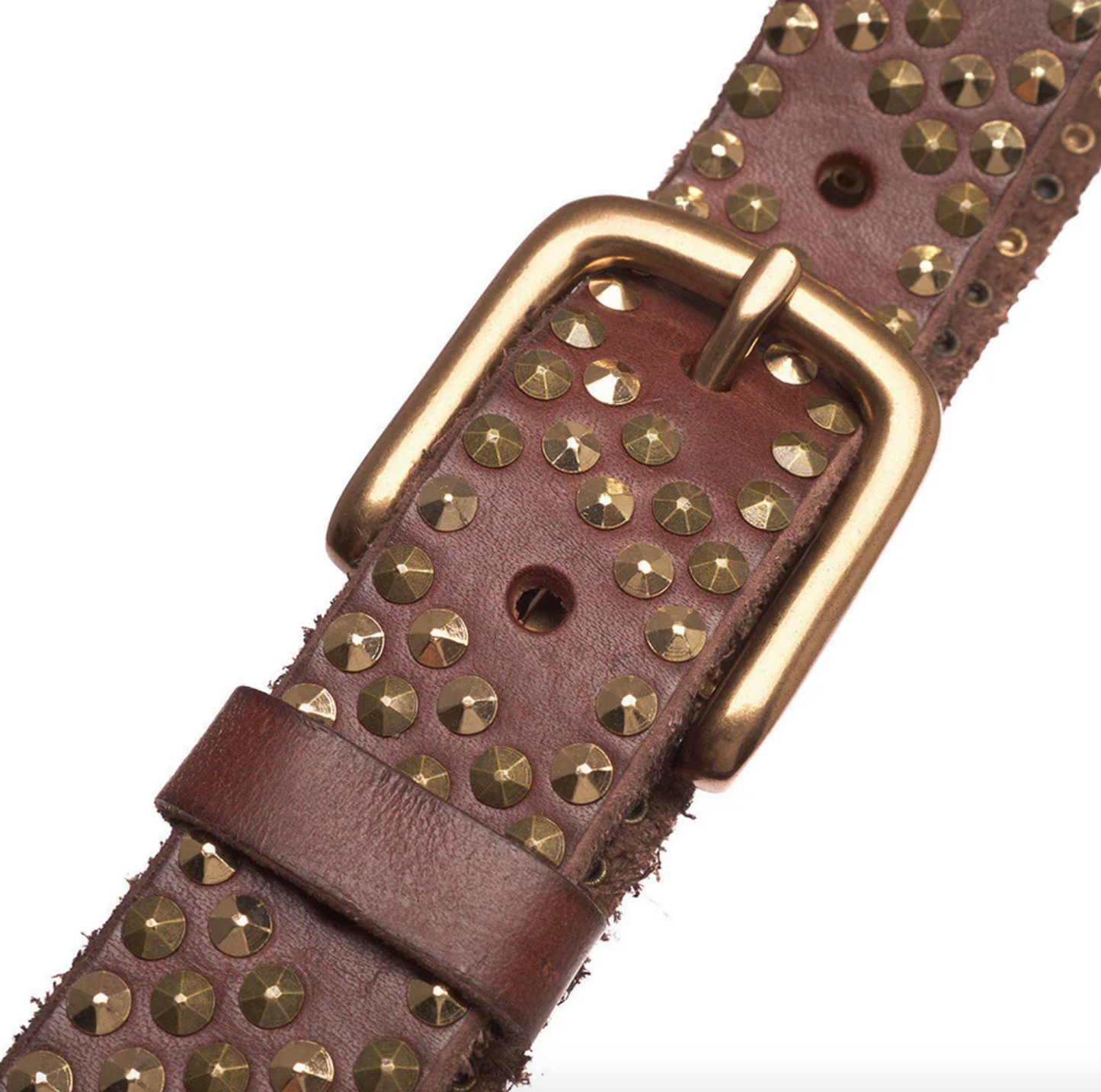 Jeans bælte med nitter - Brown/ gold