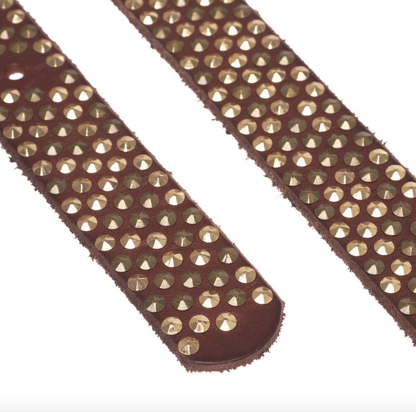 Jeans bælte med nitter - Brown/ gold