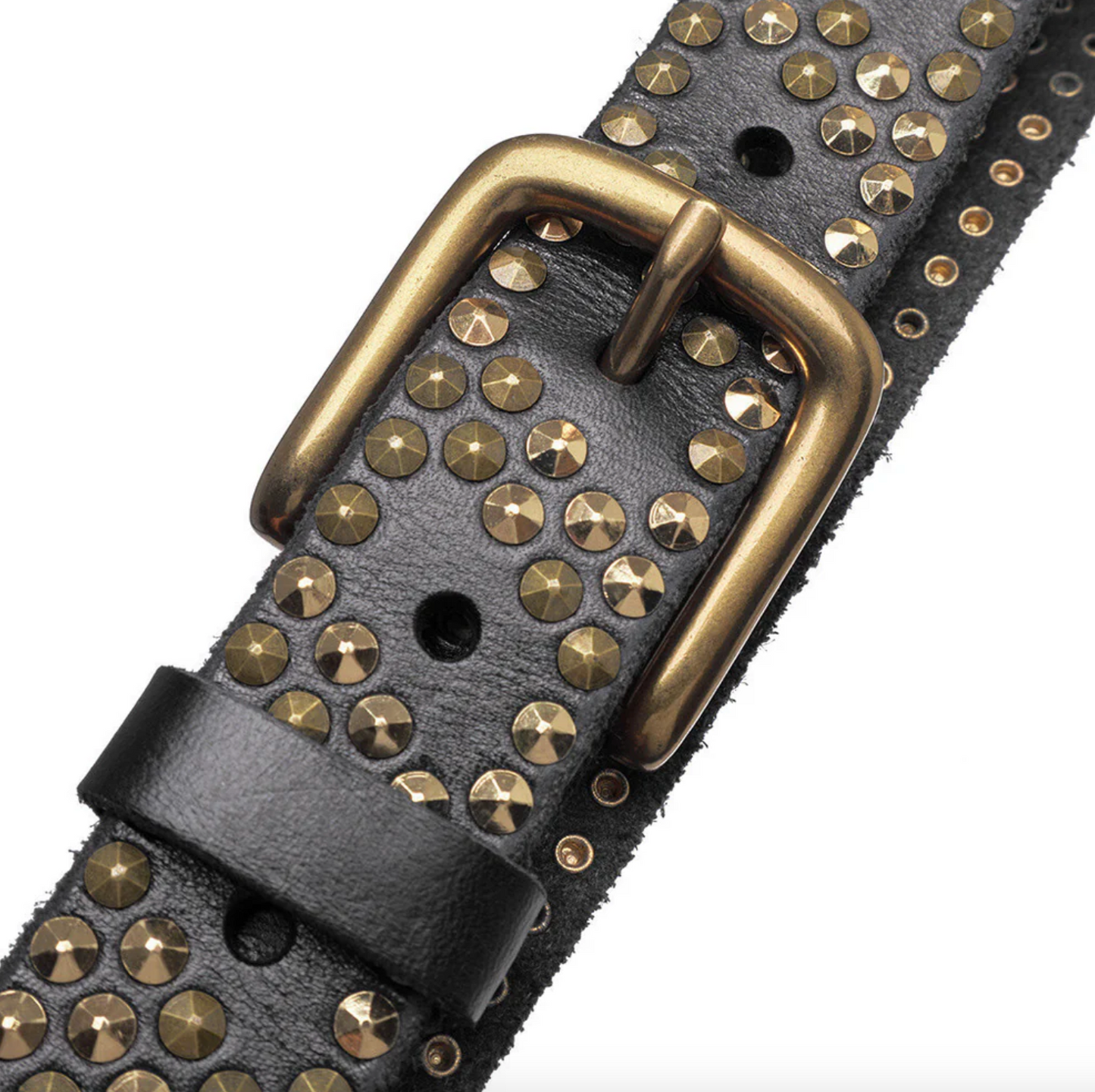 Jeans bælte med nitter - Black / gold