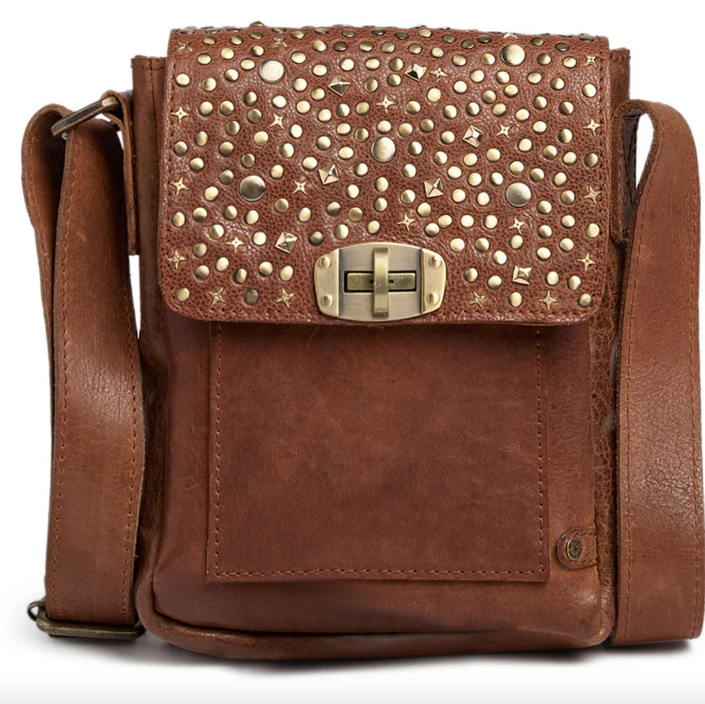 Mobiltaske med nitter - Cognac