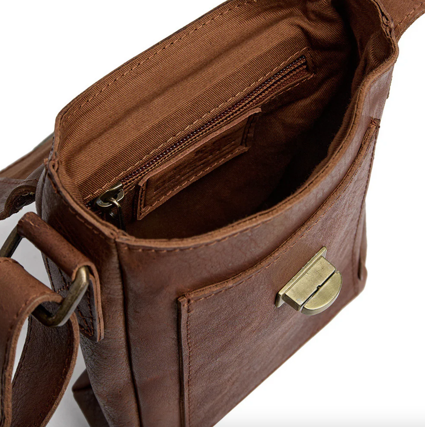Mobiltaske med nitter - Cognac