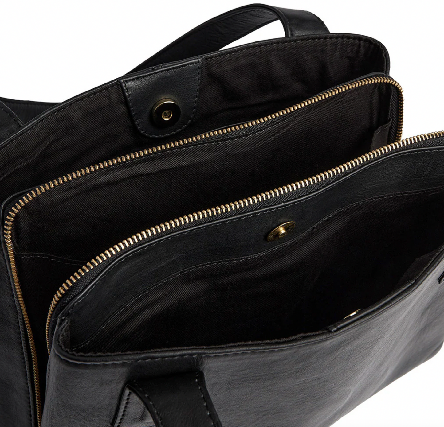 Skuldertaske - Black leather