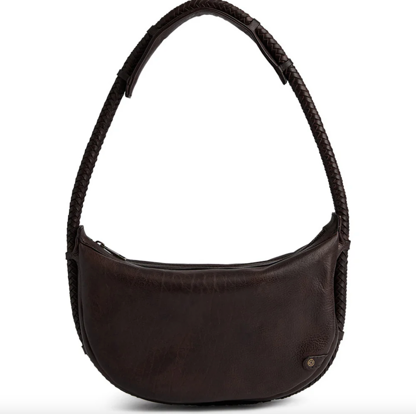 Håndtaske med smuk fletrem - Brown