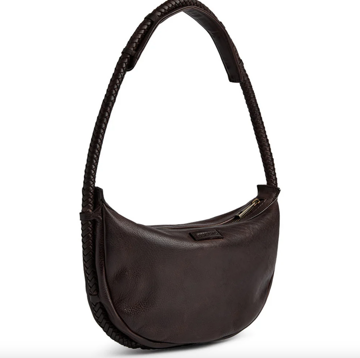 Håndtaske med smuk fletrem - Brown
