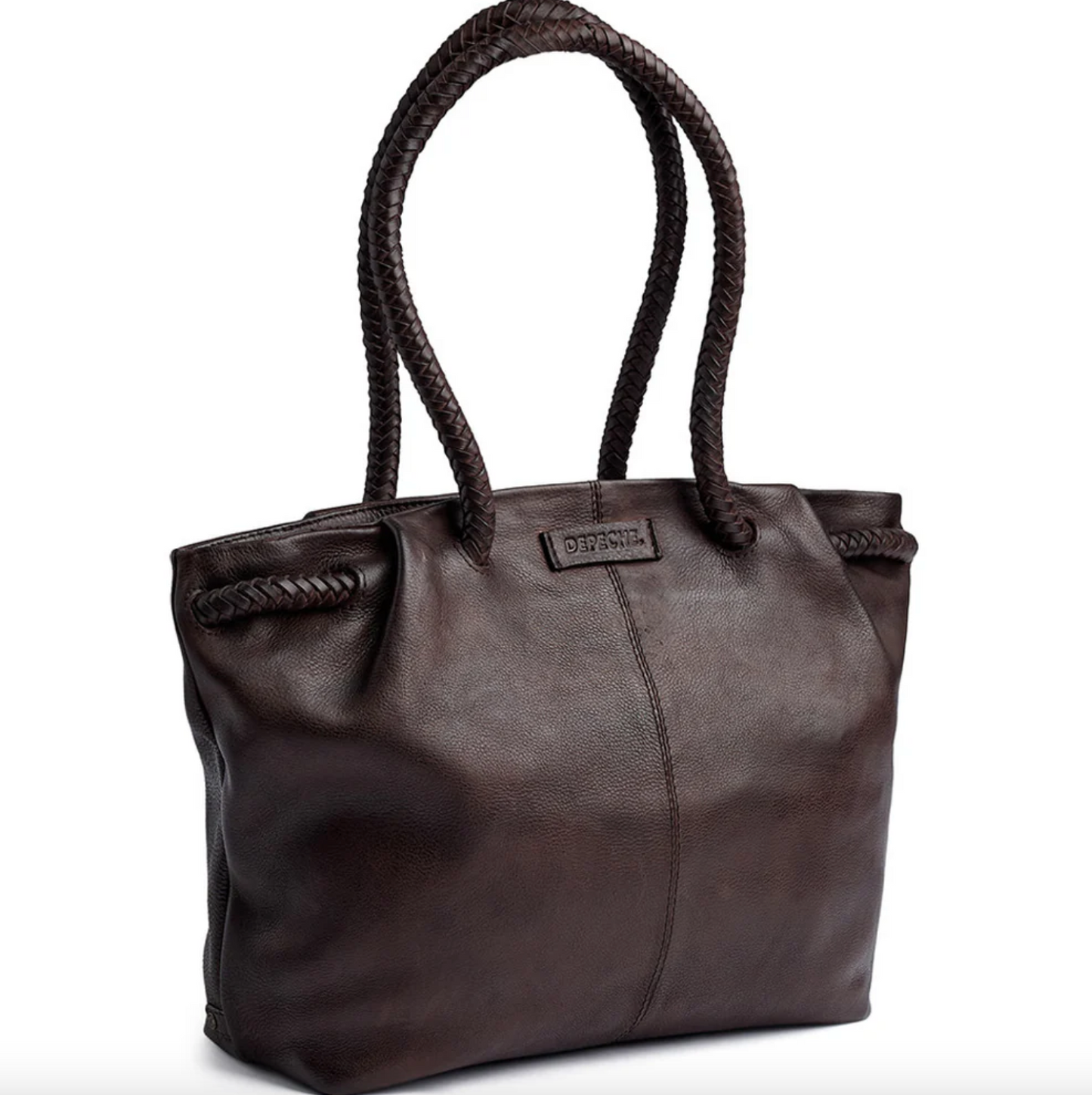 Skuldertaske med smuk fletrem - Brown