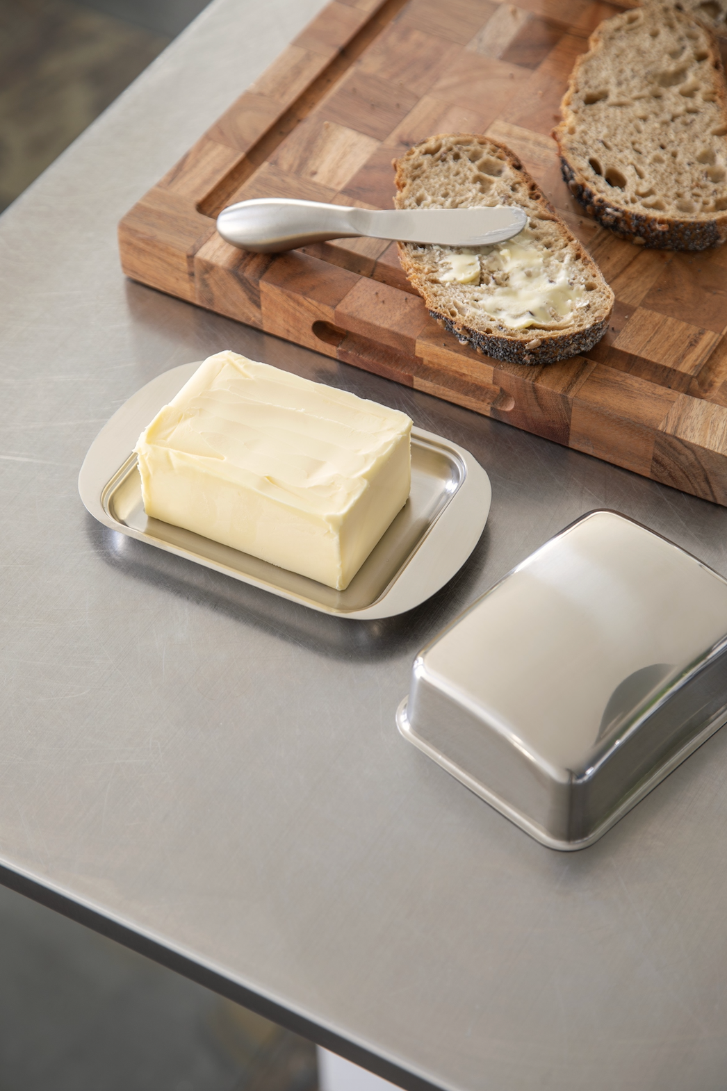 Smørboks med låg - Rustfrit stål