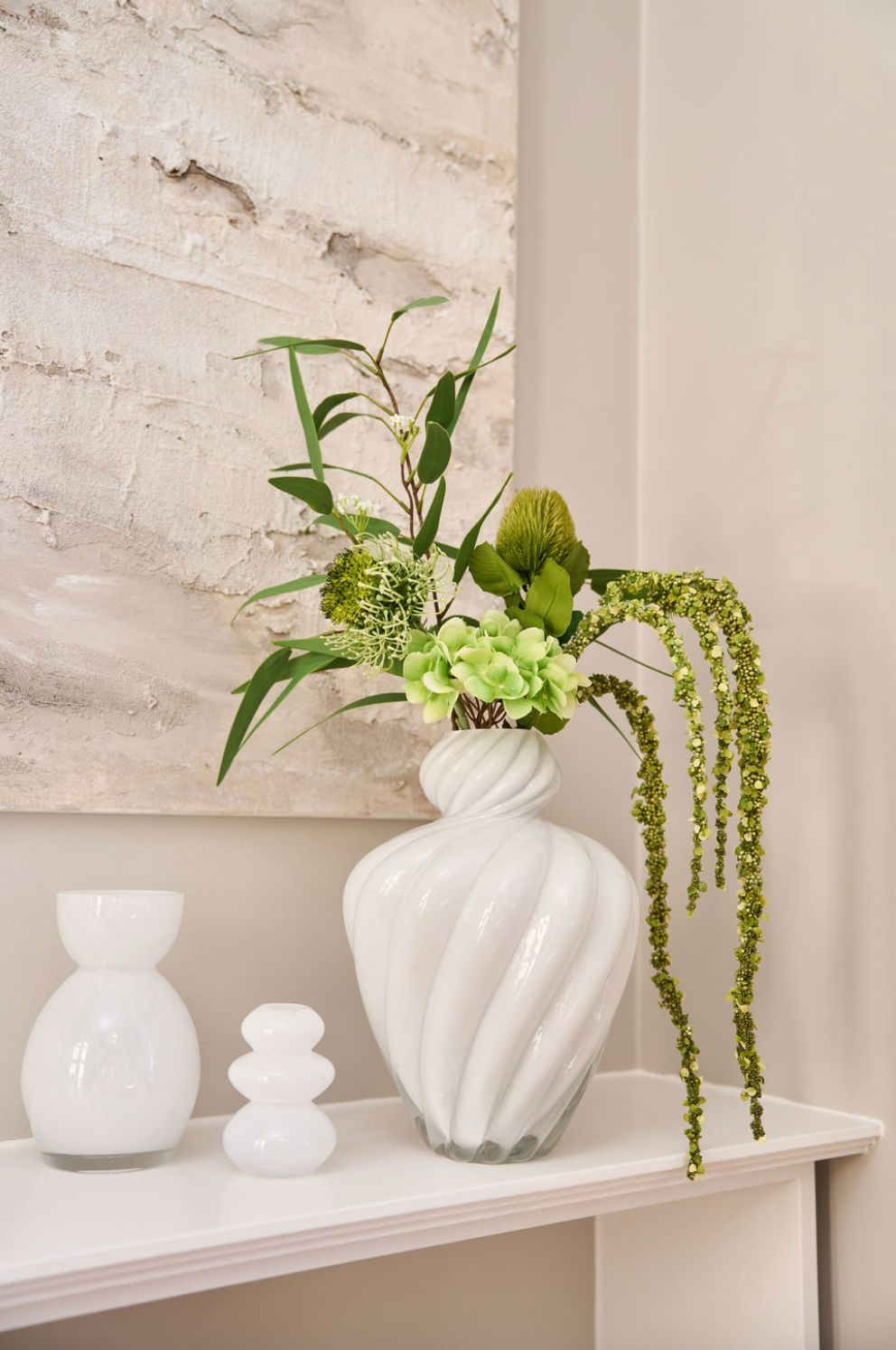 Vase ART hvid mundblæst