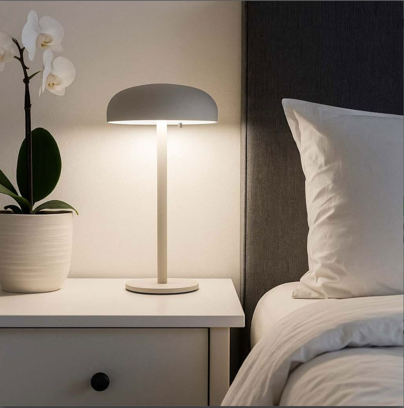 Isolde LED touch bordlampe. Sort/Beige
