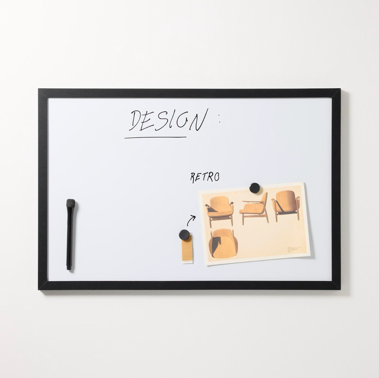 Magnetisk whiteboard, sort ramme, 40 x 60 cm