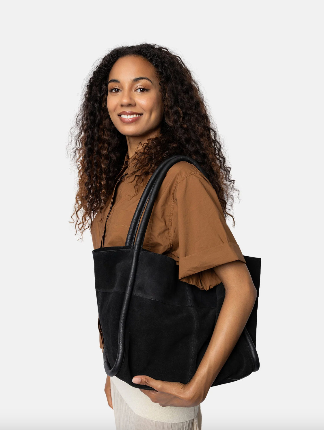 Shopper i sort ruskind