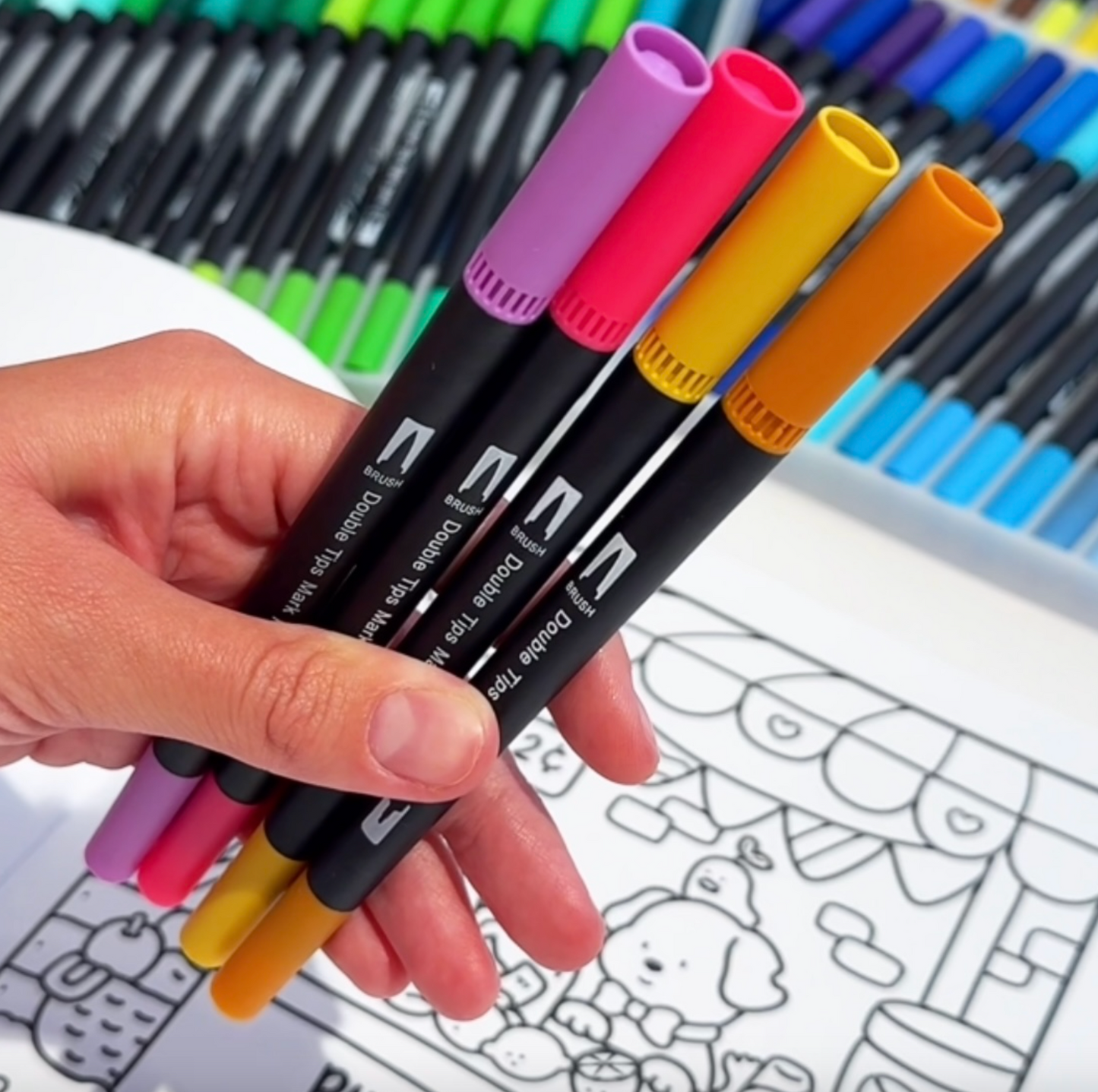 120 Dobbeltendede Vandbaserede Brushpens