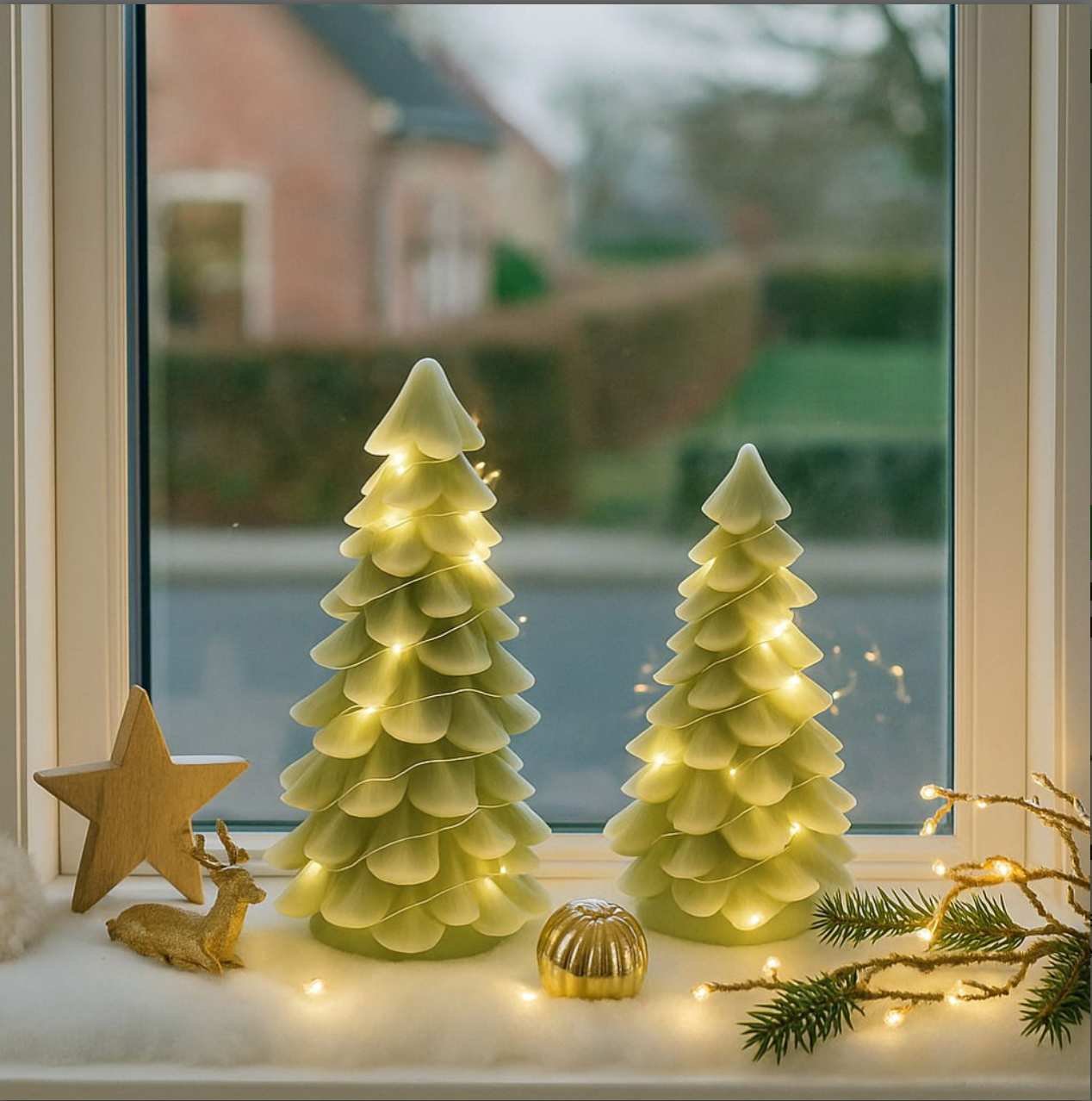 LED juletræer med lyskæde - 2 pak