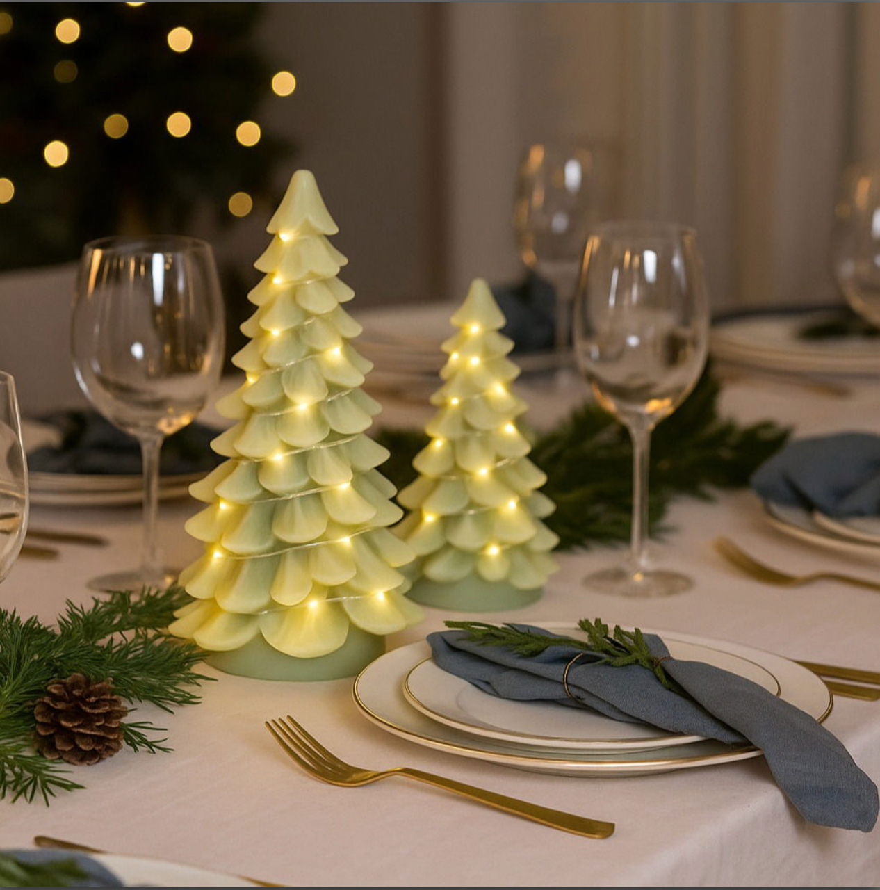 LED juletræer med lyskæde - 2 pak