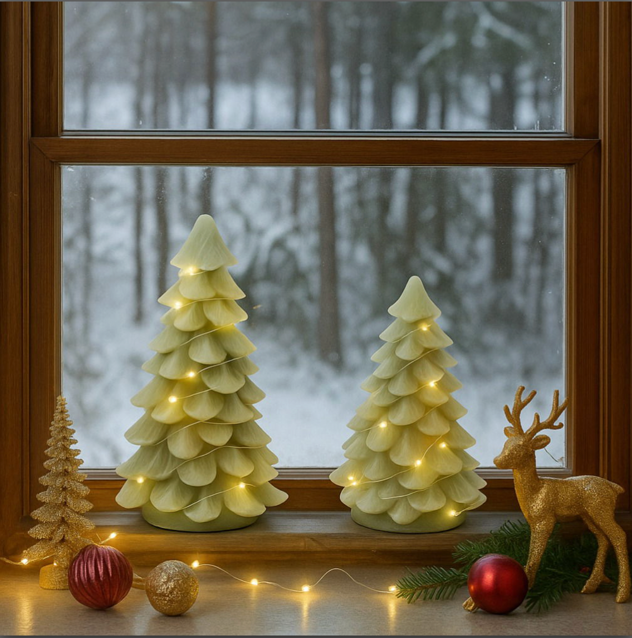 LED juletræer med lyskæde - 2 pak