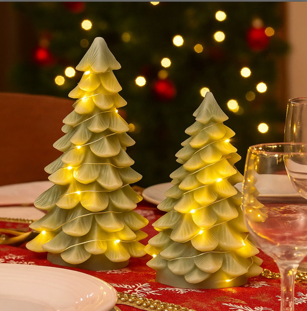 LED juletræer med lyskæde - 2 pak