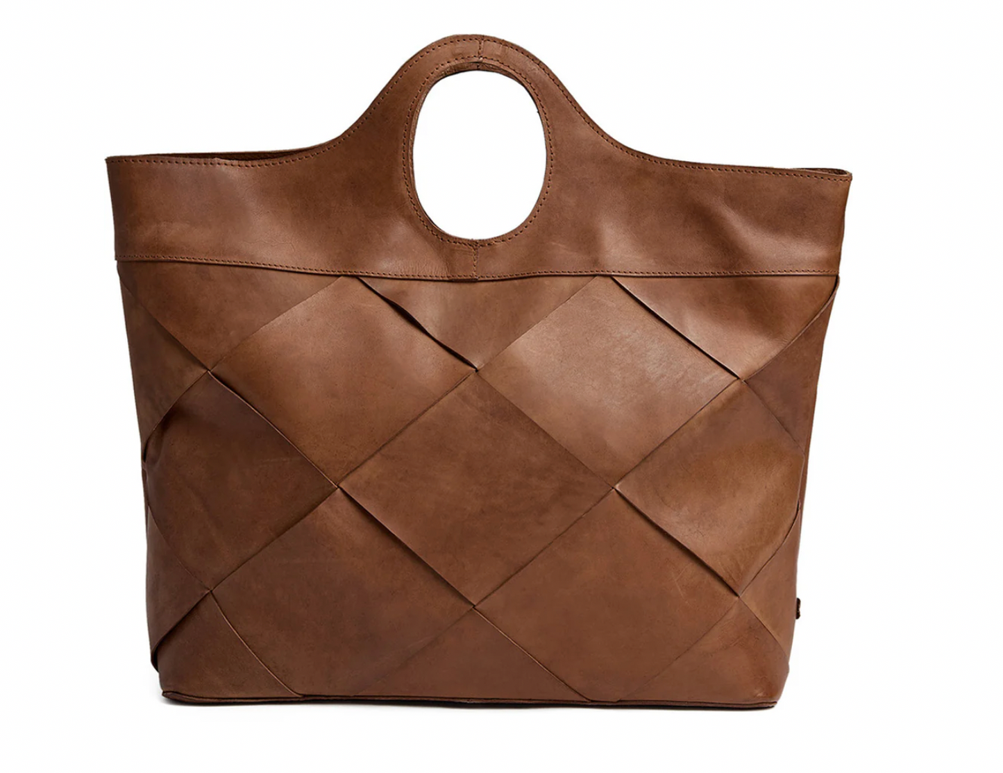 Eksklusiv håndflettet shopper - Soft cognac