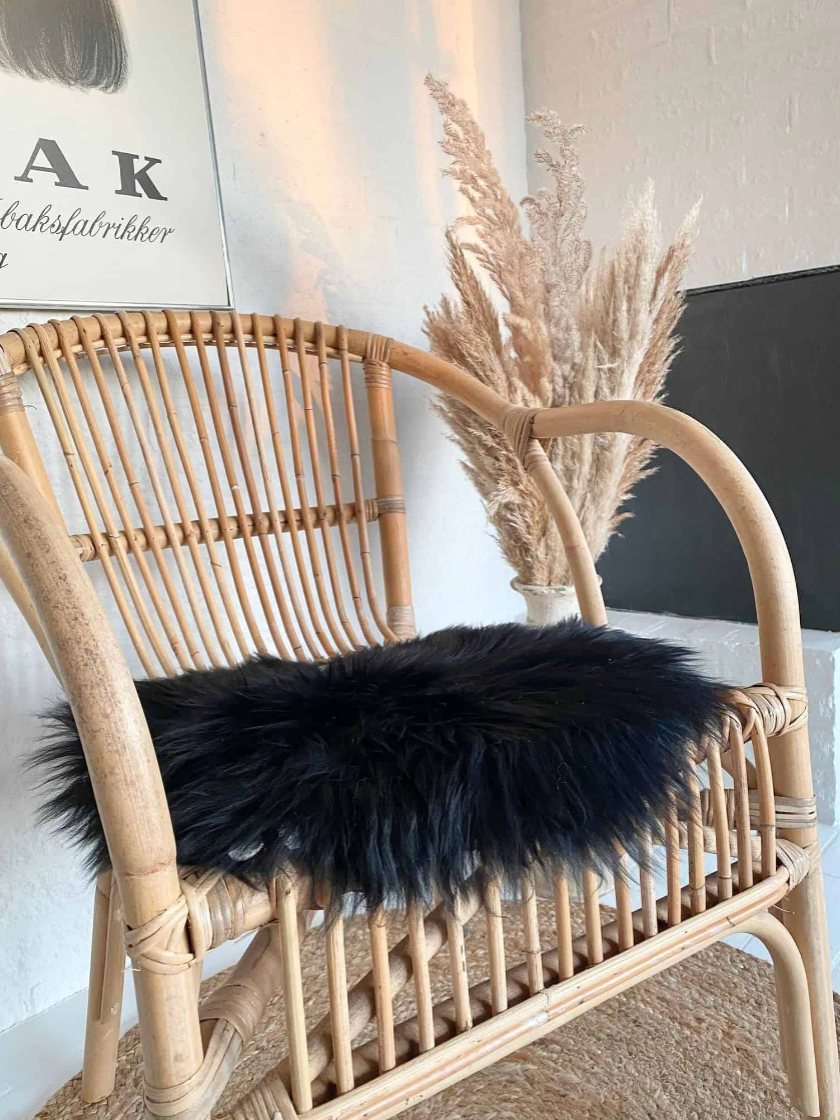 Sædeskind Ø 34cm - Sort lammeskind