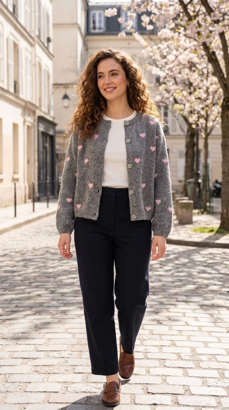 Cardigan Alpaga - Hjerter