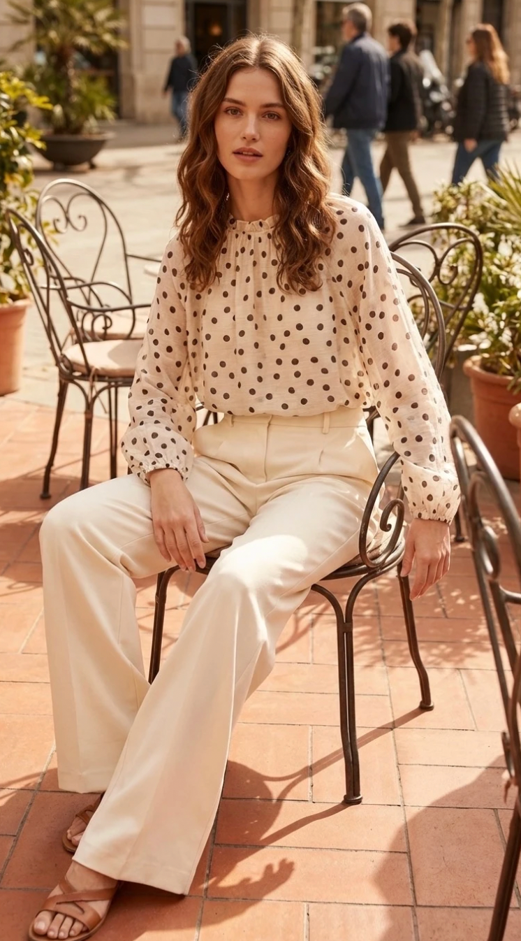 Bluse DOTS - beige