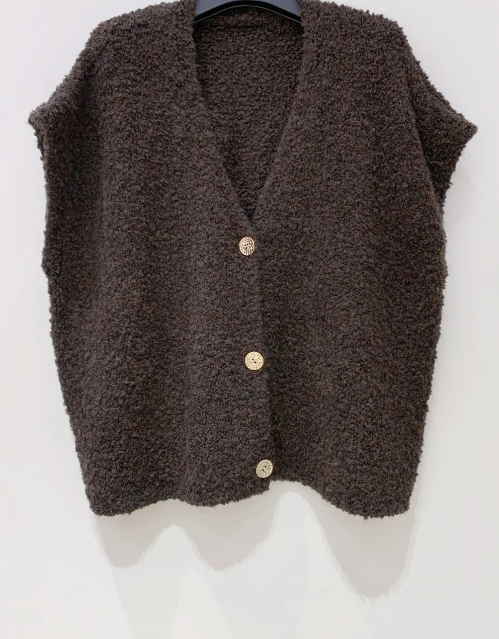 Cardigan med kort ærmer - Brown