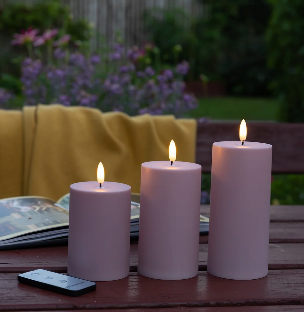 LED Udendørs Bloklys sæt af 3 stk – Rosa