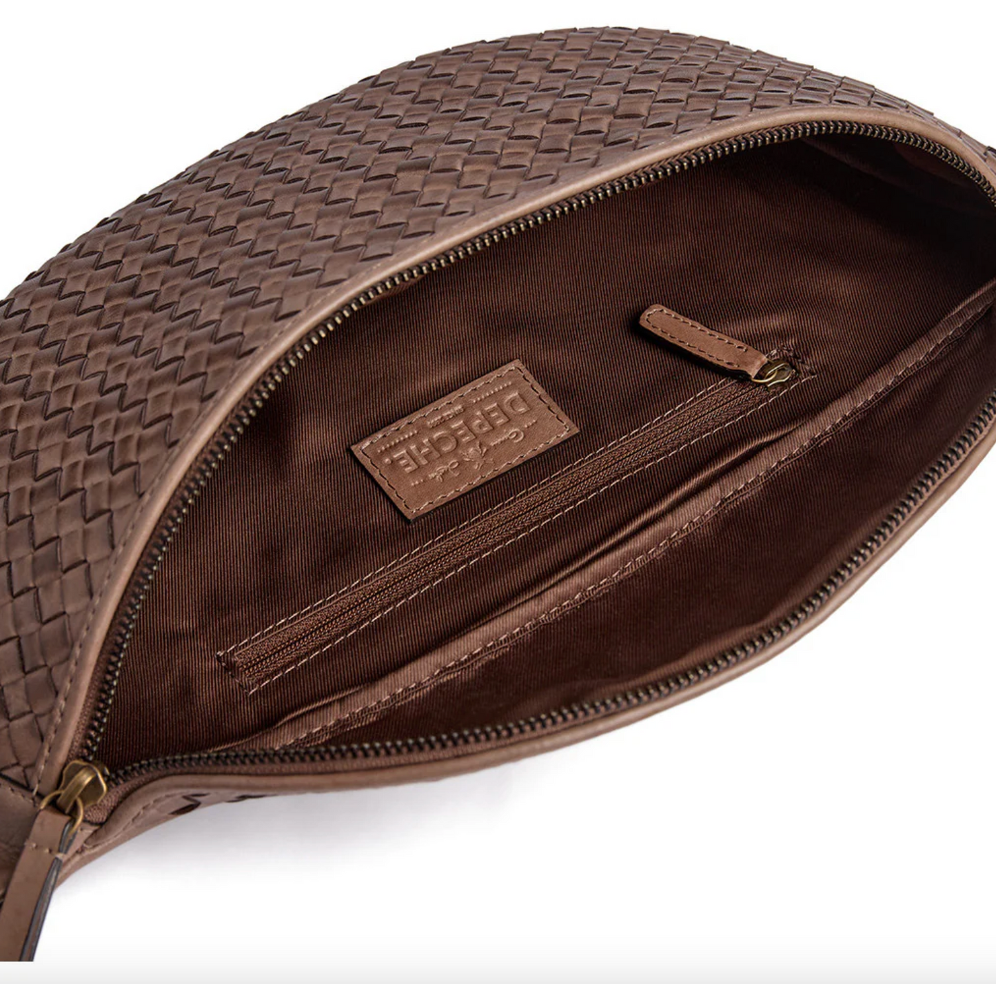 Bumbag flettet kalveskind - Taupe