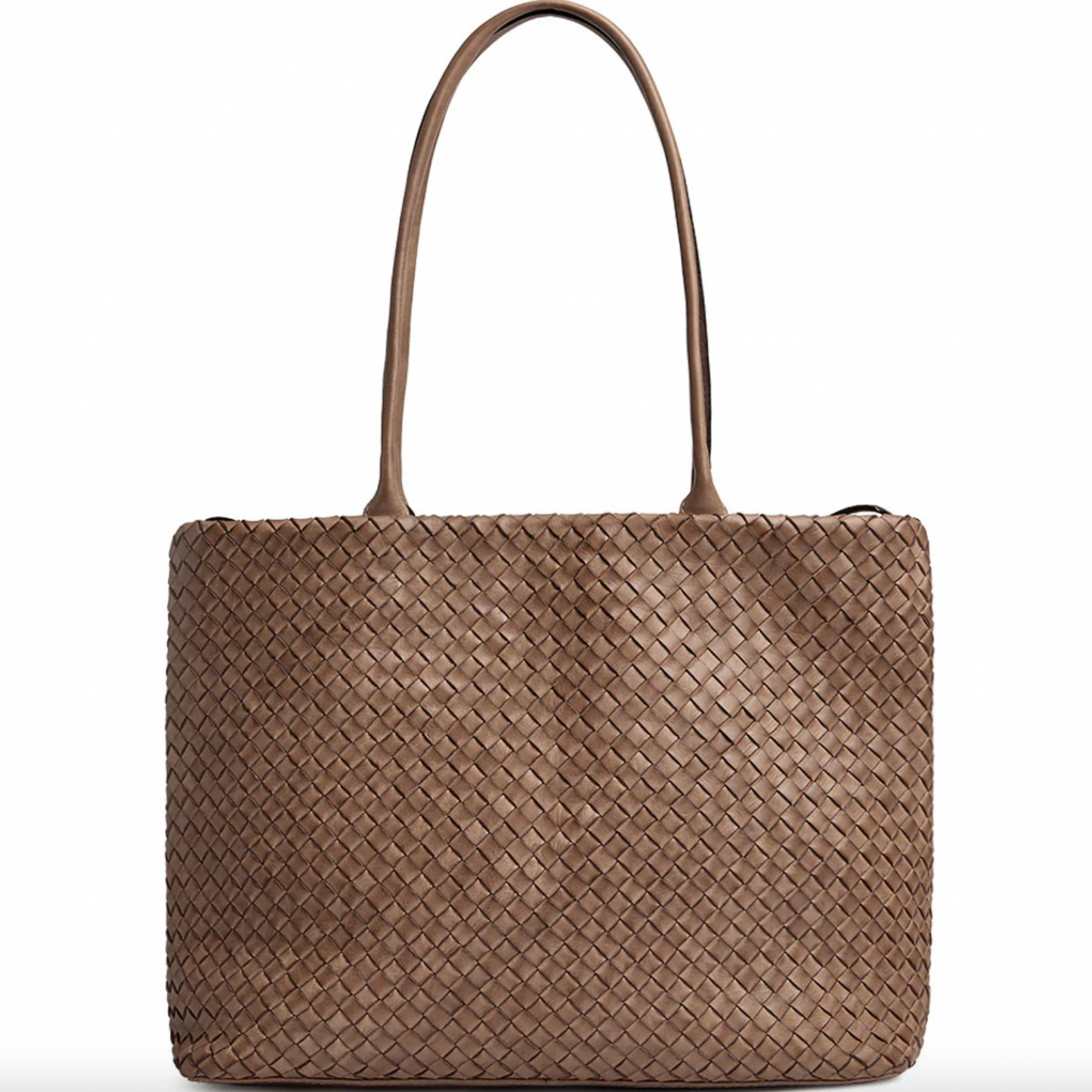 Shopper i flettet skind - Dark taupe